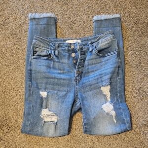 KanCan High Rise Distressed Blue Jeans